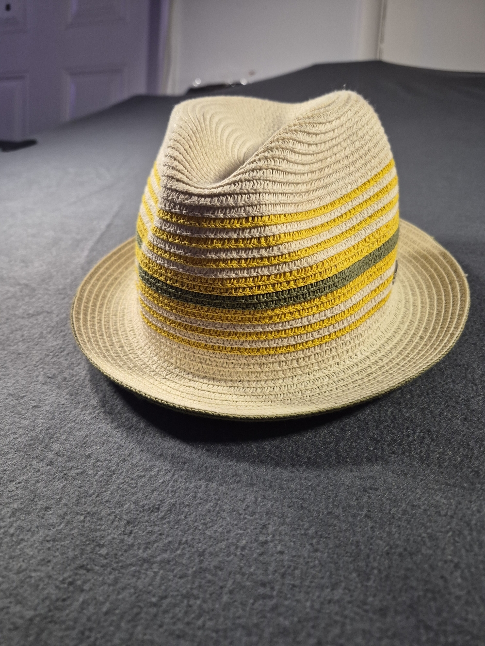 Sun 'N' Sand Headwear Striped Straw Trilby Fedora Hat